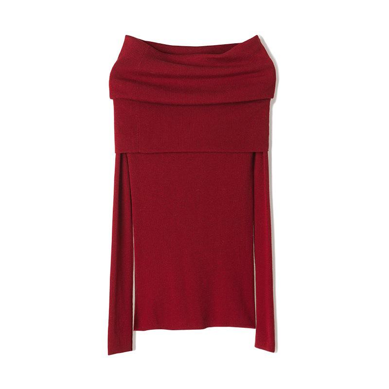 Women's Slim Fit One-Shoulder Knit Top: Early Autumn High-End Sweater Layer