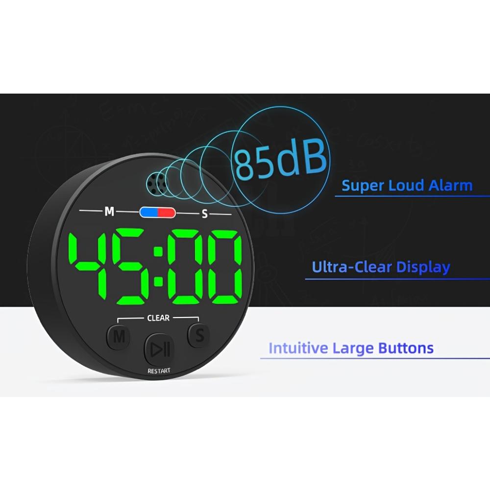 Magnetische digitale afteltimer, compact voor op het bureau, groot LED-display, luid alarm, voor het koken van eieren in de keuken, focus in de klas, taakbeheer