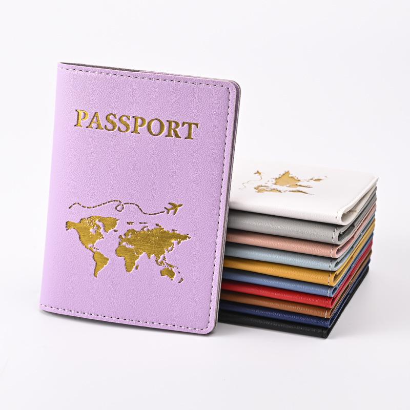 Thickened PU Leather Map-Stamped Luggage Tag & Passport Holder Set