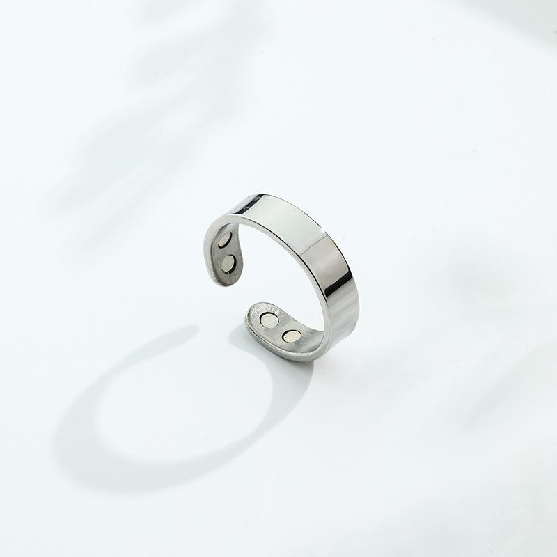 Stainless Steel Magnet Ring Magnetic Opening Stop Snoring Ring Dual Magnetic Healthy Fashion Jewelry Accessories