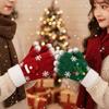 Red Green Winter Knit Mittens Knitted Woolen Full Finger Gloves Christmas Gloves  Party Wear