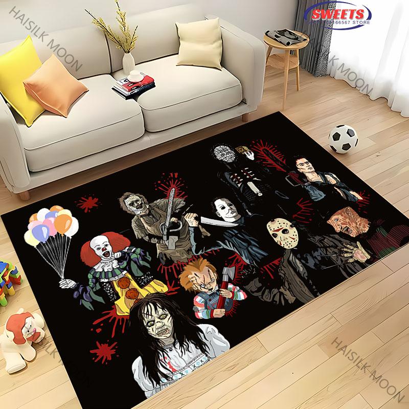 3D Halloween Horror Thriller Theme Carpet Living Room Bedroom Sofa Large Area Decorative Mat Soft Non-slip Four Seasons Rug Gift