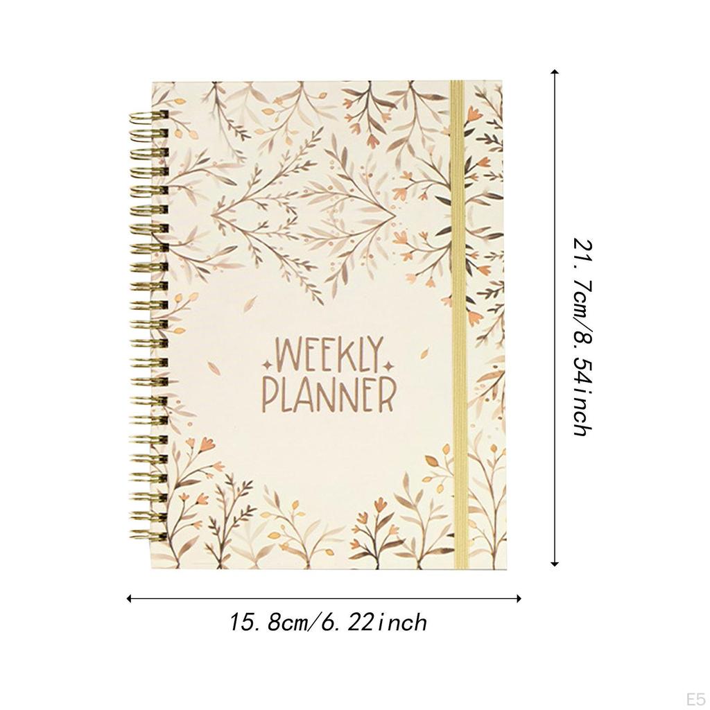 Weekly Planner Notebook Productivity Organizer 142 Pages Metal Double Coil, 71 Sheets Academic