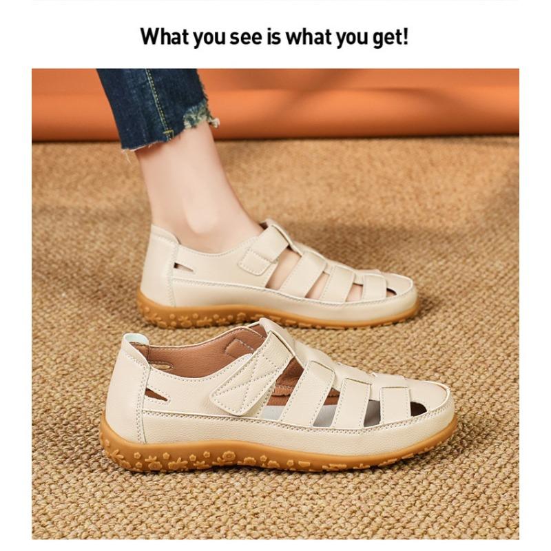 Large Size Sandals Spring Hollow Out Pit Hole Women's Shoes Thick Bottom Waterproof Mom Shoes Flat Bottom Beach Sandals