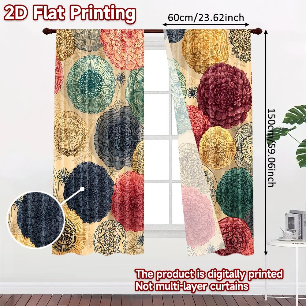 2D FLAT PRINTING 2pcs Curtains (Without Rod) Floral Mandala Design (5) April Fools is Day Festival Popular Curtains&Drapes