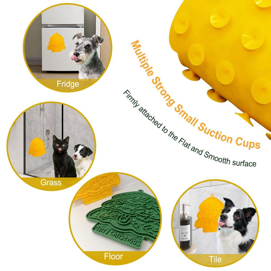 Christmas Tree Shaped Portable Eco-friendly Solid Durable Food-grade Silicone Pet Lick Mat Slow Feeder Food Bowl for Cats Dogs