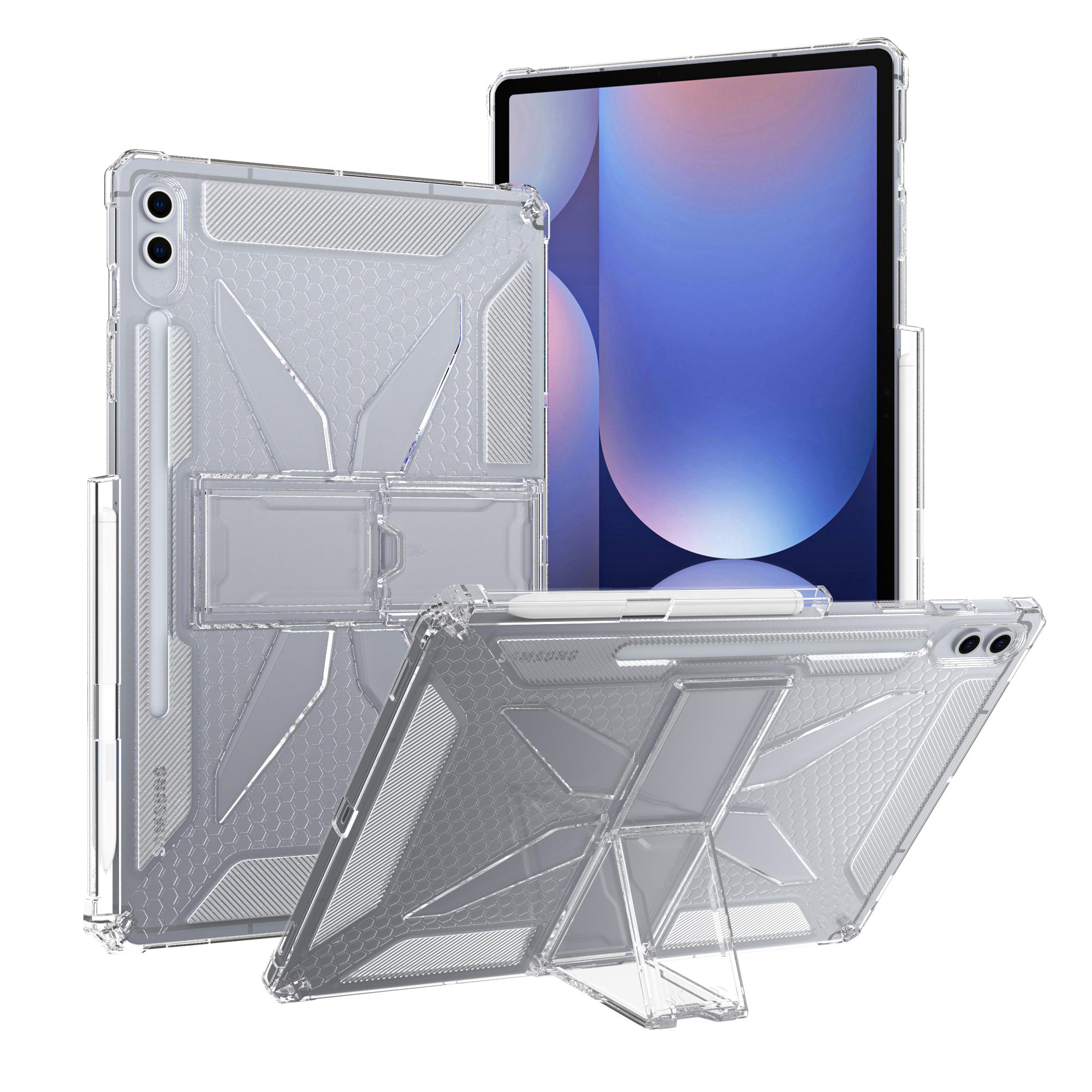 Étui avec Support pour Samsung Galaxy Tab S10+ 12,4'' Transparent Souple TPU Capa Fundas Coque Avec Emplacement Stylo pour S6 Lite S7/8/9 12.4 inch S7 FE