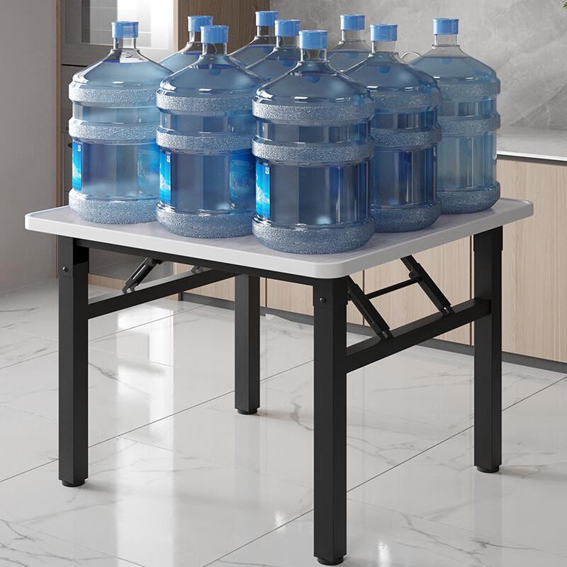 Compact Square Folding Table with White Marble Pattern