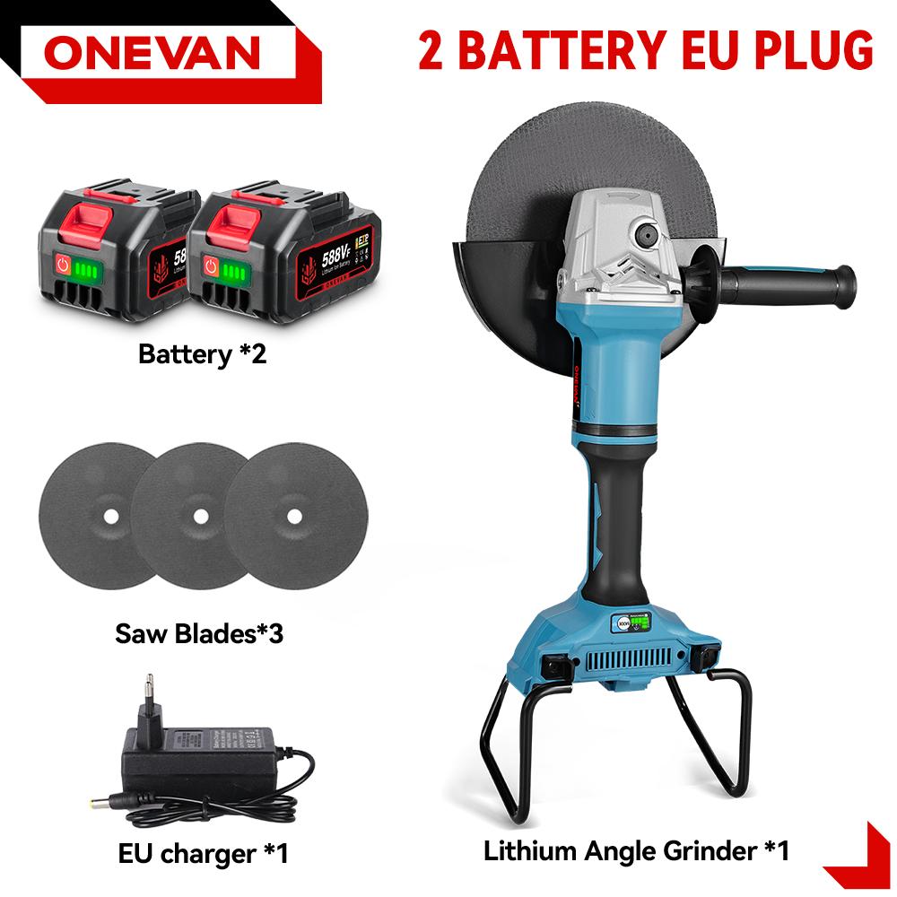 ONEVAN 180MM Brushless Electric Angle Grinder Variable Speed M14 Cutting Machine Woodworking Tool for Makita 18v Battery Pin
