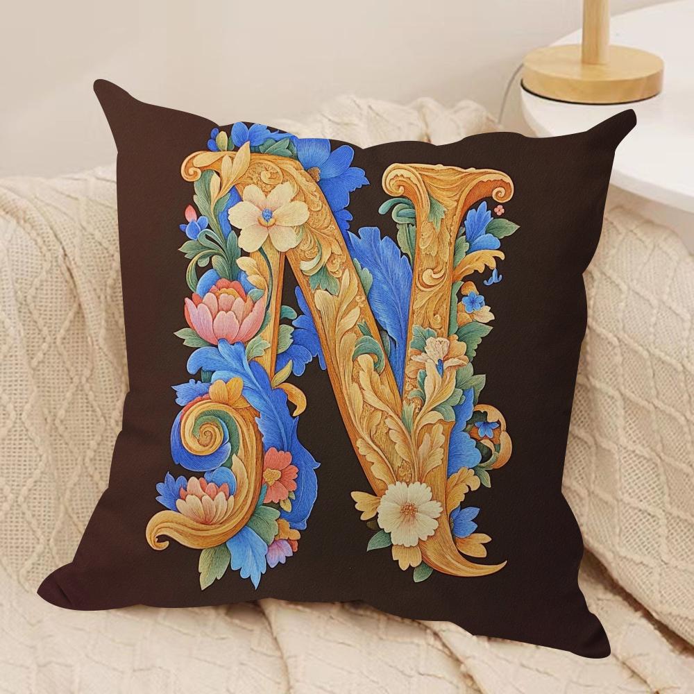 Creative letter N Cushion Cover Silky Short Plush Sofa Pillow Cover Hidden Zipper Soft Dustproof Case for Home Decor