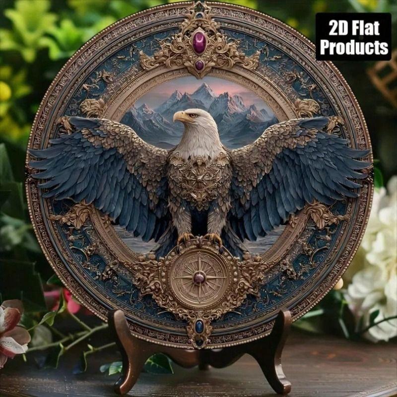 Metal Poster Wall Decor Vintage Eagle Round Sign 8x8 Inch for Kitchen