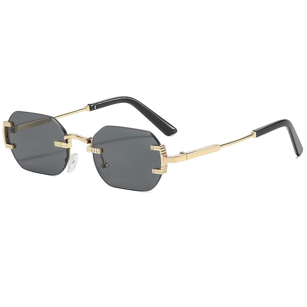 New fashionable retro square frameless trimmed sunglasses ins personalized versatile travel driving sunscreen sunglasses tide