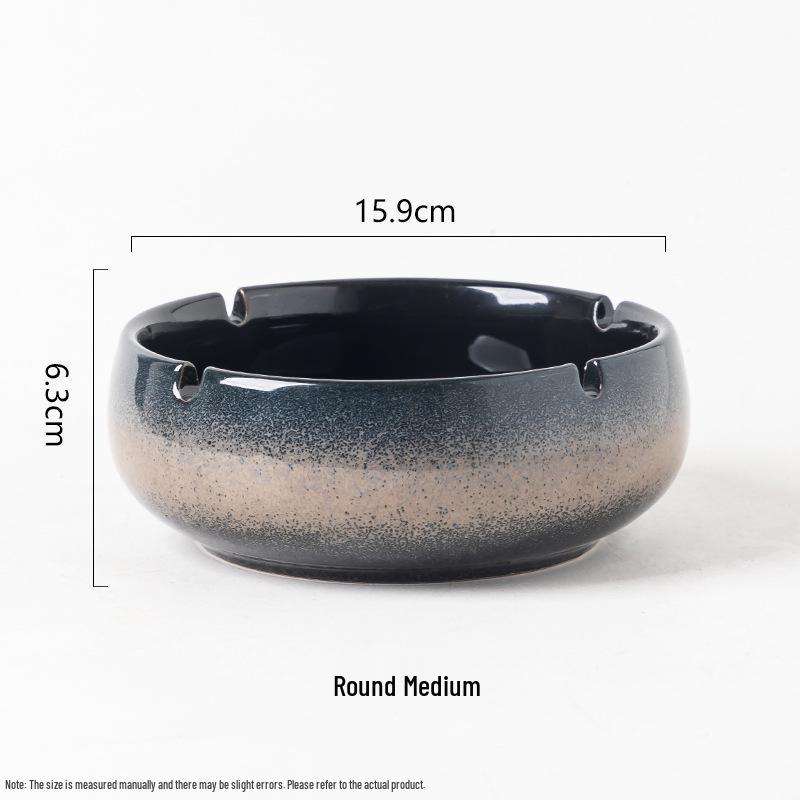 Large Ceramic Ashtray for Tea Room, Living Room, or Office - Chinese Style, Anti-Fly Design