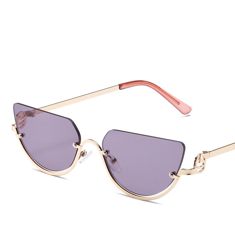 New Metal Half Sunglasses Fashionable Gradient Color Women Decorative Eyewear Holiday Outdoor Trendy Sun Glasses Uv400