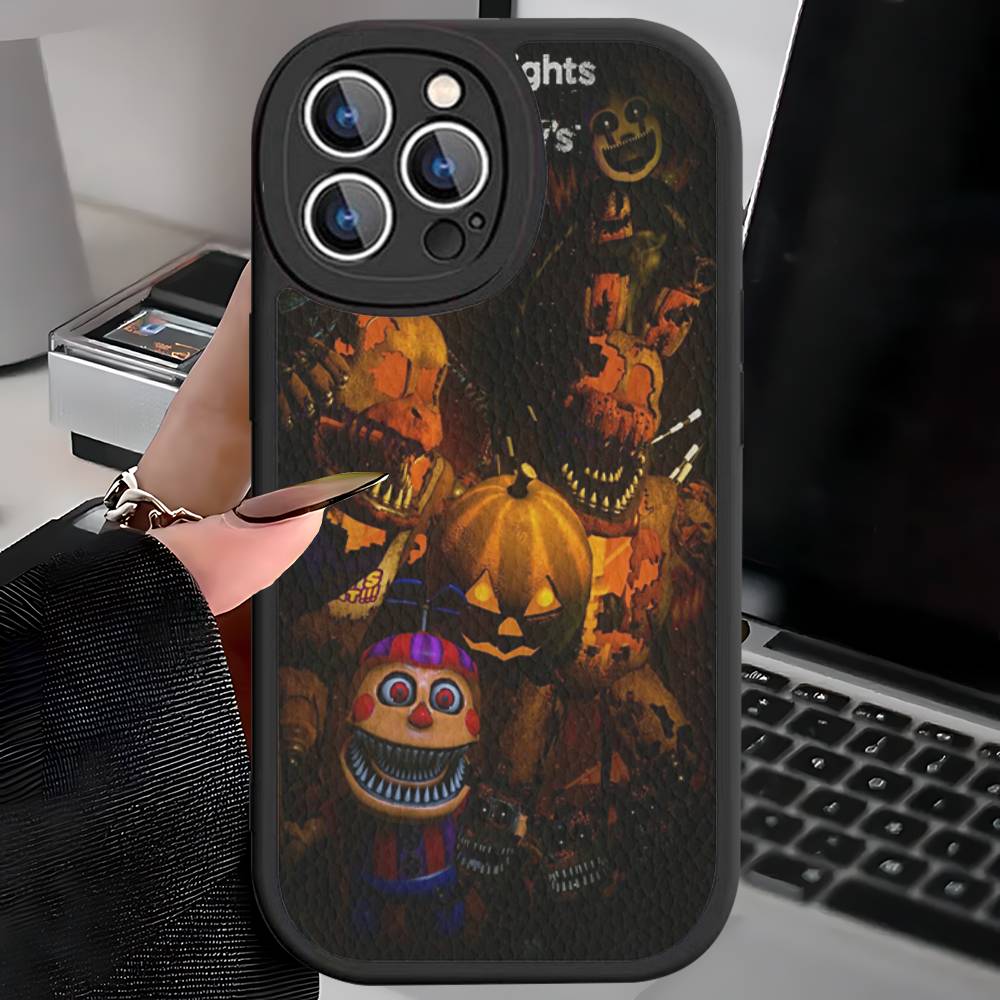 F-FNAF Five-nights-At-Freddys Leather Phone Case for iPhone 15 14 13 Pro Max 12 11 16 Plus Phone Cover