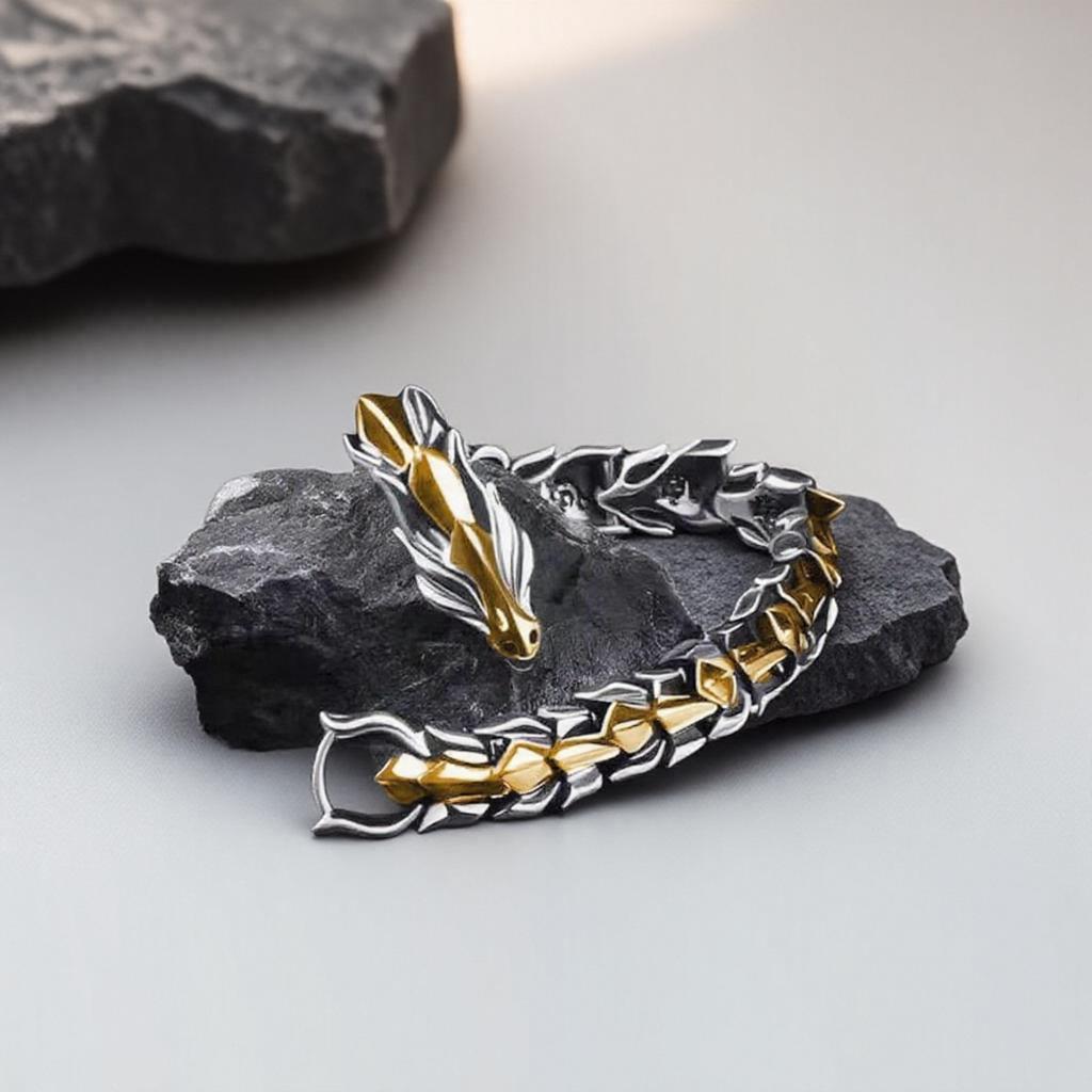 Mens Dragon Bracelet Curb Chain Gothic Biker Link Cuff Wristband 1PC Men's Accessories Gift for Him