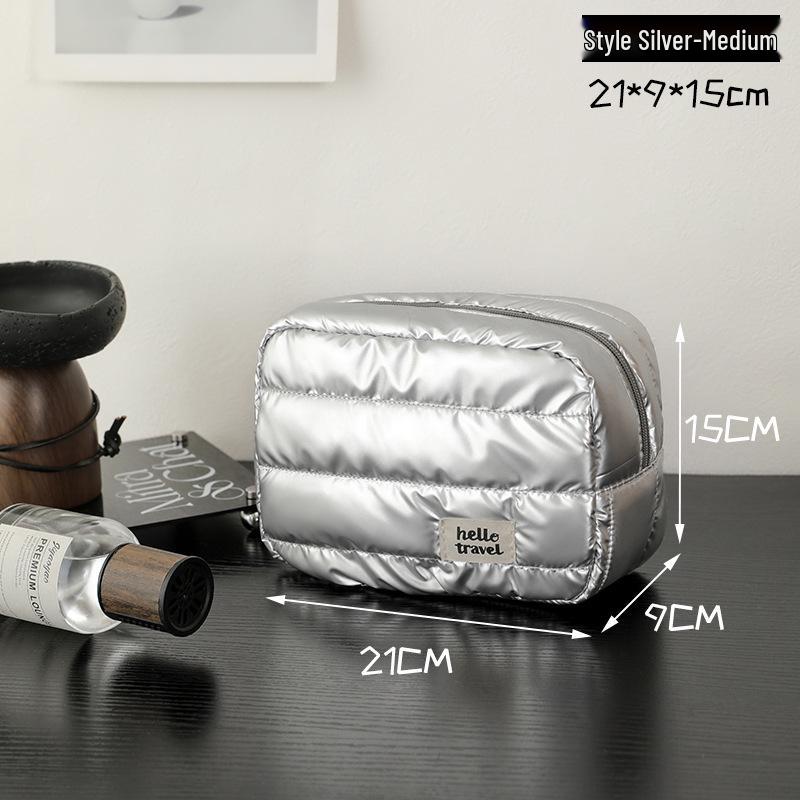 

Pearlescent Waterproof Makeup & Skincare Bag for Women - Portable, Shiny Toiletry Storage