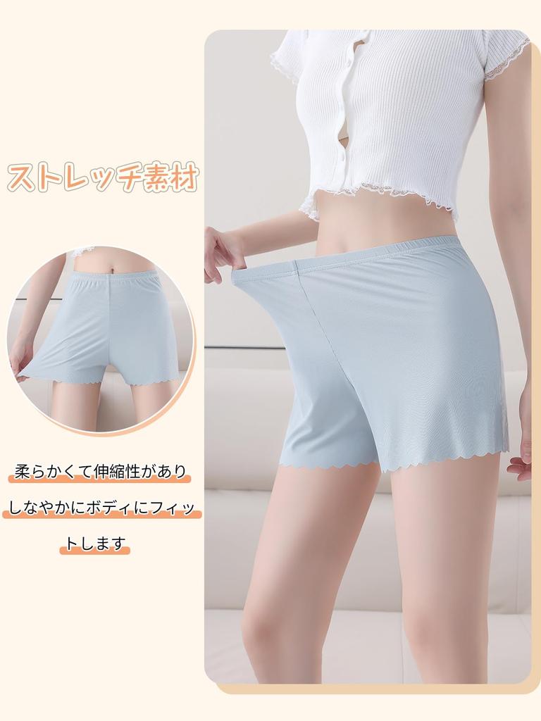 [RUOXIAO] Women's Pettipants, Underpants, Non-See-Through Trunks, Shorts, Bottoms, Underwear, 3/4 Length, Cool, Breathable, 3-Pack (JP, Alphabet, M,