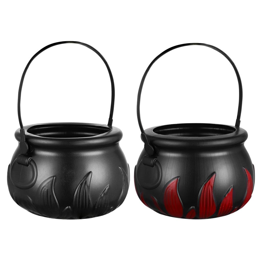 2 Pcs Witch Jar Handheld Basket Toys Halloween Decor Party Candy Bucket Bowl Kids Lanterns Portable Large Trick Treat Props