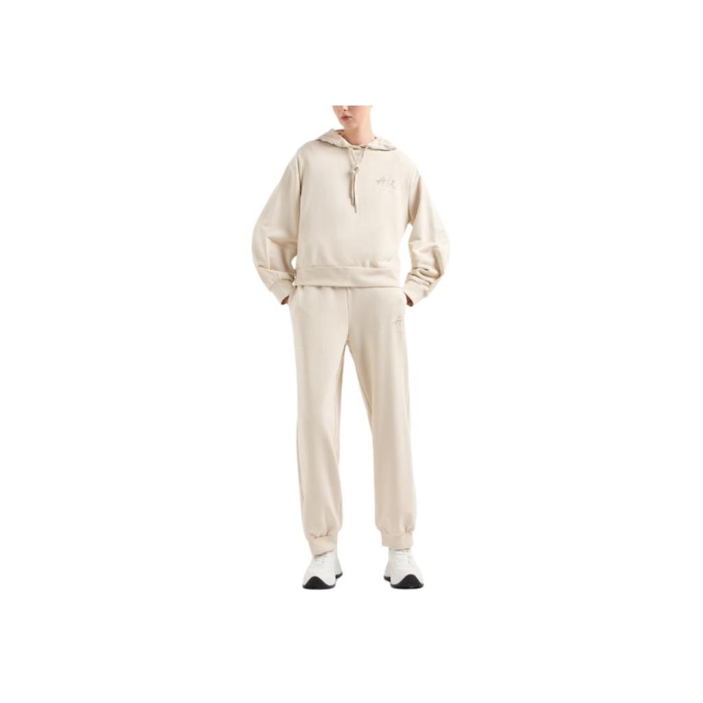 Armani Exchange SS24 Logo Rhinestone Pocket Jogger Knit Sweatpants Women Bottoms Off-White 3DYP70-YJFFZ-1787