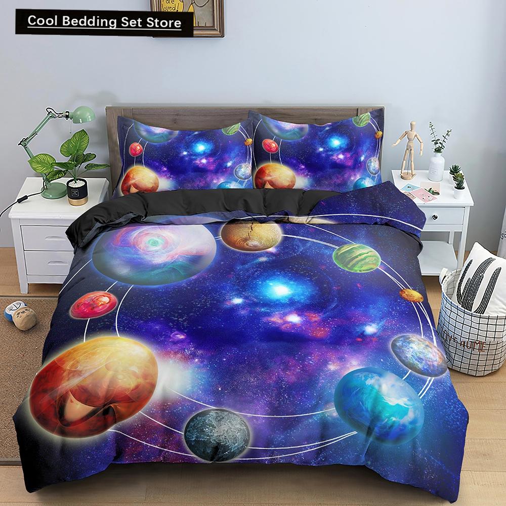 3D Galaxy Duvet Cover King Double Twin Queen Full 2/3pcs Bedding Set Universe Outer Space Themed Starry Polyester Quilt Cover