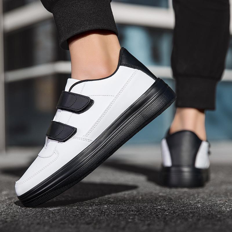 Men's Large Velcro White Low-Top Sports Casual Sneakers