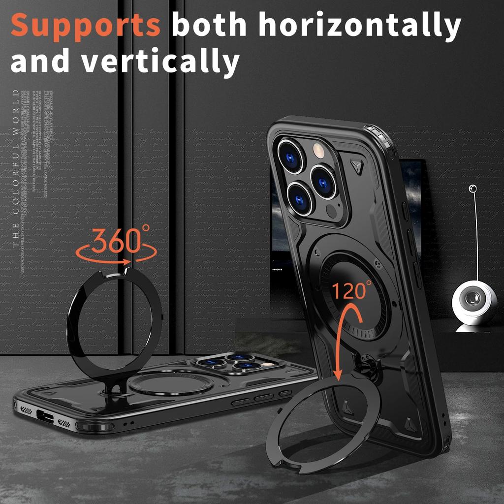 Case for Iphone 17 Pro Max Air Iphone17 12 13 14 15 16 Plus Wireless Charging Stand Ring Hard funda