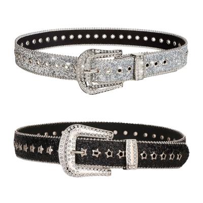 Modern Hot Girl Glittered Waistband Western Gothic Style Belt for Jeans Dress Nightclub Girls Waistband