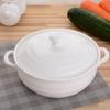 Ceramic Soup Pot Nordic Phnom Penh White Round 1.4L Large Bowl with Lid Cooking Utensils Household Kitchen Supplies Tableware