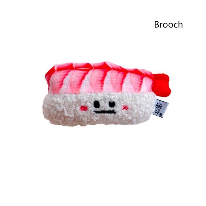 Authentic Salmon And Sweet Shrimp Sushi Plush Pendant Pin Cute And Funny Cartoon Food Hanging Decoration Gift Sushi Pendant)