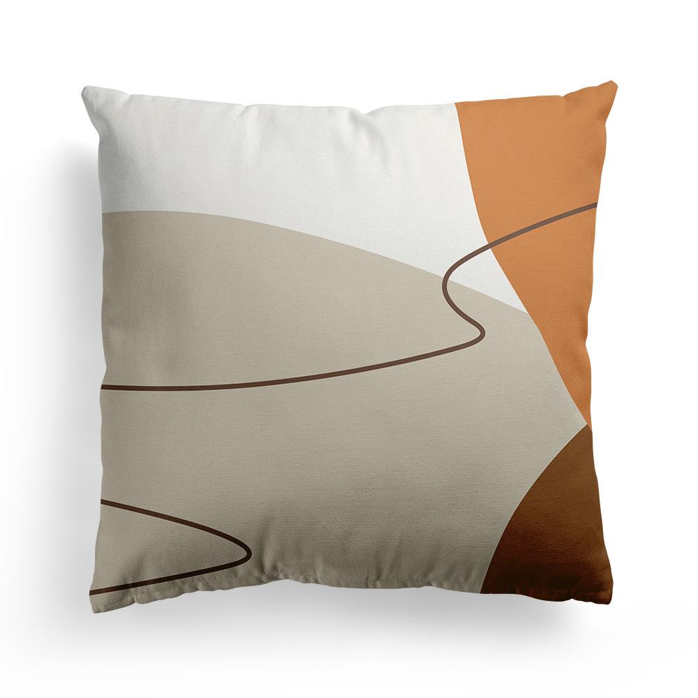 New Nordic Orange Geometric Pillowcase Floral Print Peach Leather Fleece Home Pillow Cushion Cover