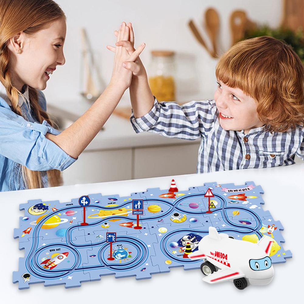 Montessori Toys DIY Assembling Electric Trolley Rail Car Building Toys Early Education Hand Eye Coordination for Kids Children