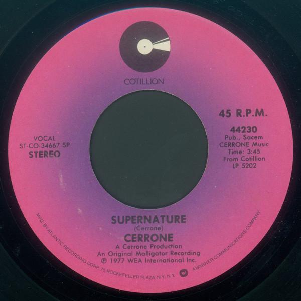 

7-дюймовая пластинка CERRONE Supernature 44230 Cotillion 1977 США Танцевальная Электроника Б/у