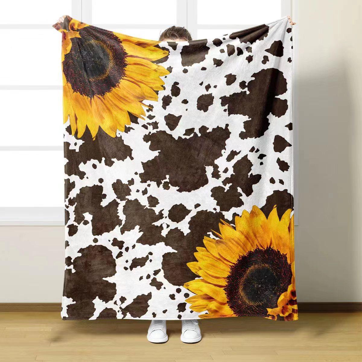 

Sunflower Cow digitalprinted polyester Bedroom velvet flannel soft sofa cover blanket Fleece soft sofa cover blankets for beds 75x100cm
