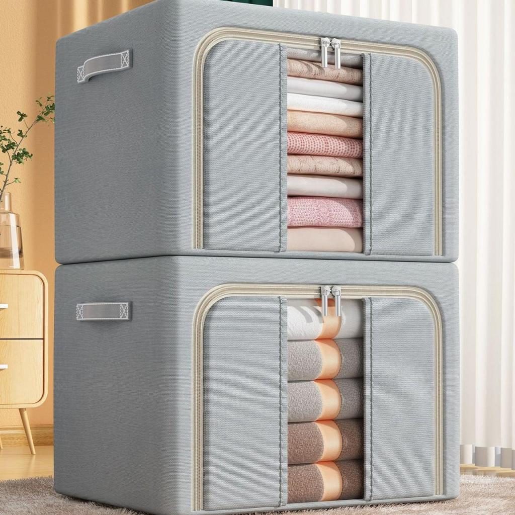 Steel Frame Oxford Cloth Foldable Storage Box - Moisture-Proof, Large Capacity for Clothes & Home Organization
