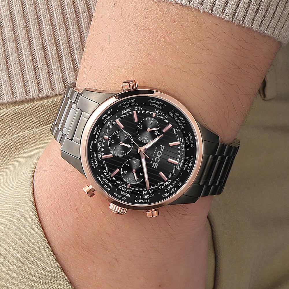 Poche 46Mm Men'S Multifunction Metal Watch Fm8307Bkg