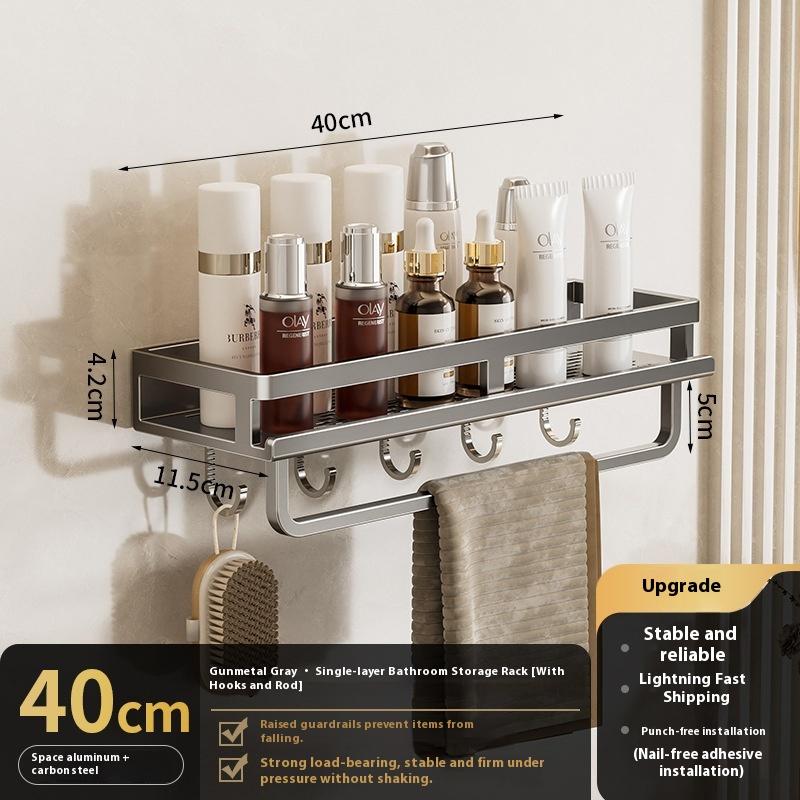 Bathroom Aluminum Wall Mounted Shower Rack Multifunctional Kitchen Storage Basket Toilet Accessories