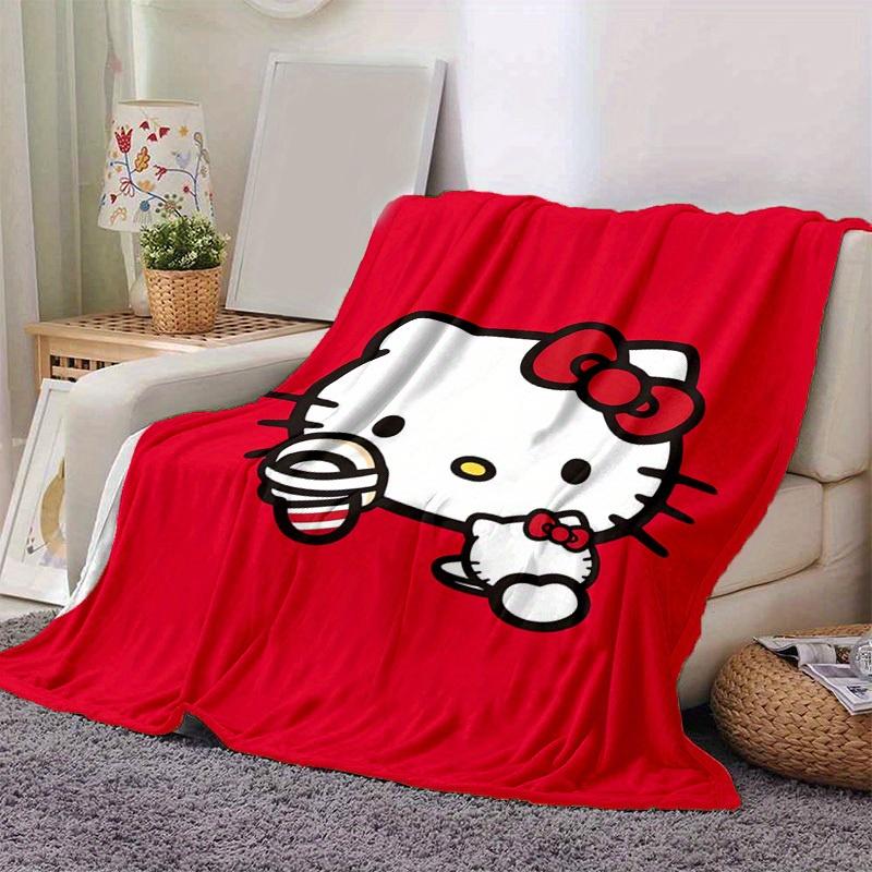 1pc. Hello Kitty Red Background Blanket - Perfect for Home, Office, Outdoor Use, Gift Idea, Suitable for Al