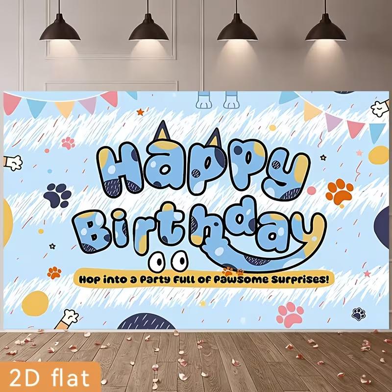 2D Bluey Themed Kids Birthday Photography Background