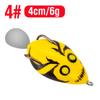 1Pcs 4cm/6g Fishing Lure Thunder Frog Modified Hit Black Frog Floating Frog Double Hooks Water Drop Noise Sequins Baits
