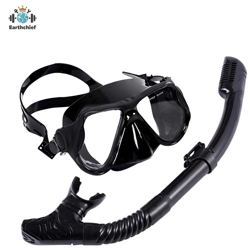 Factory Diving Equipment Set Waterproof Fully Dry Breathing Tube Swimming Myopia Mask Tempered Glass Diving Goggles