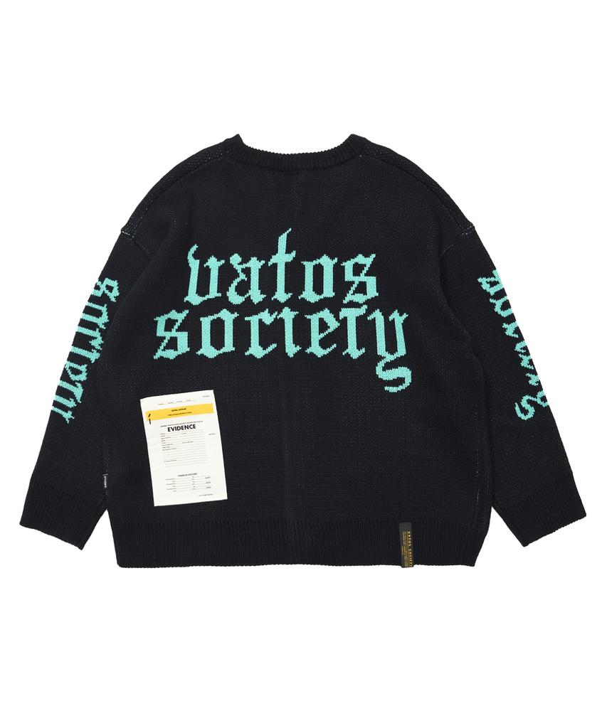 Stigma Old Letter Oversized Cardigan Black