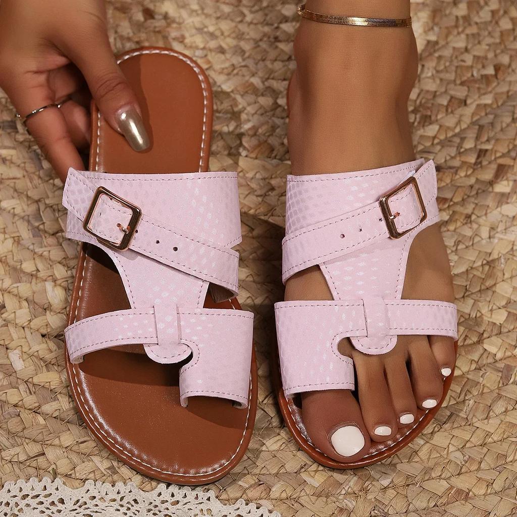2026 Summer Slippers for Women New Outdoor Open Toe Flat Beach Shoes Retro Women's Casual Slides Shoes Plus Size Women Sandals