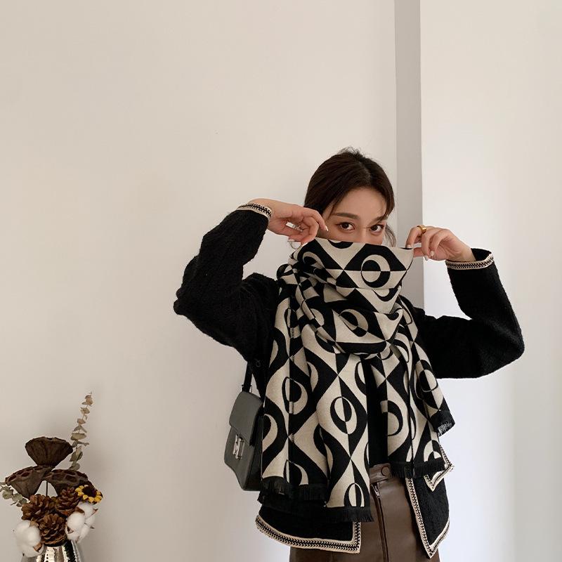 

New Autumn and Winter Imitation Cashmere Scarf for Women Korean Style Fashionable Warm Neck Scarf Thickened Cold Proof Air Conditioning Shawl 65*190cm