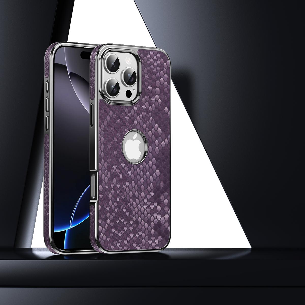 

Чехол из натуральной кожи для iPhone 16 15 14 Pro Max, узор «Чешуя дракона», Magsafe, беспроводная зарядка, серебристая гальваническая крышка Genuine Leather&iPhone 15
