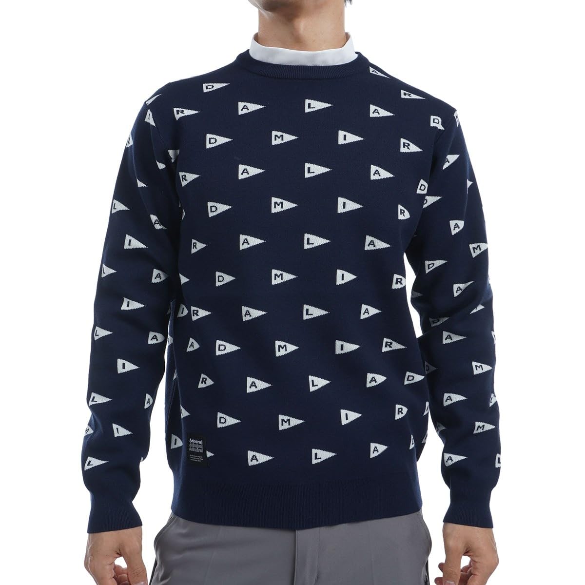 

Admiral Golf ADMA453 Men s Flag Jacquard Crew Sweater, Navy