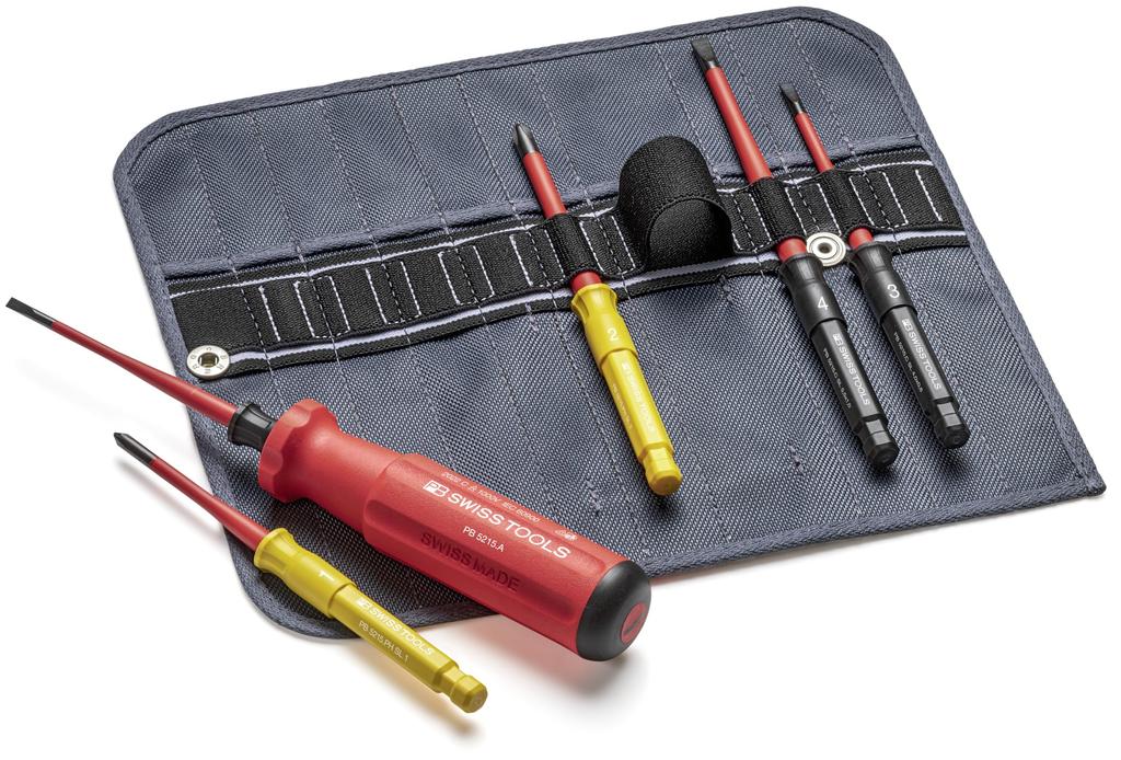 PB Swiss Tools 5215 Insulated Screwdriver Blade Set and with Roll 6-Piece (Slotted Phillips) Case, 5216.SU
