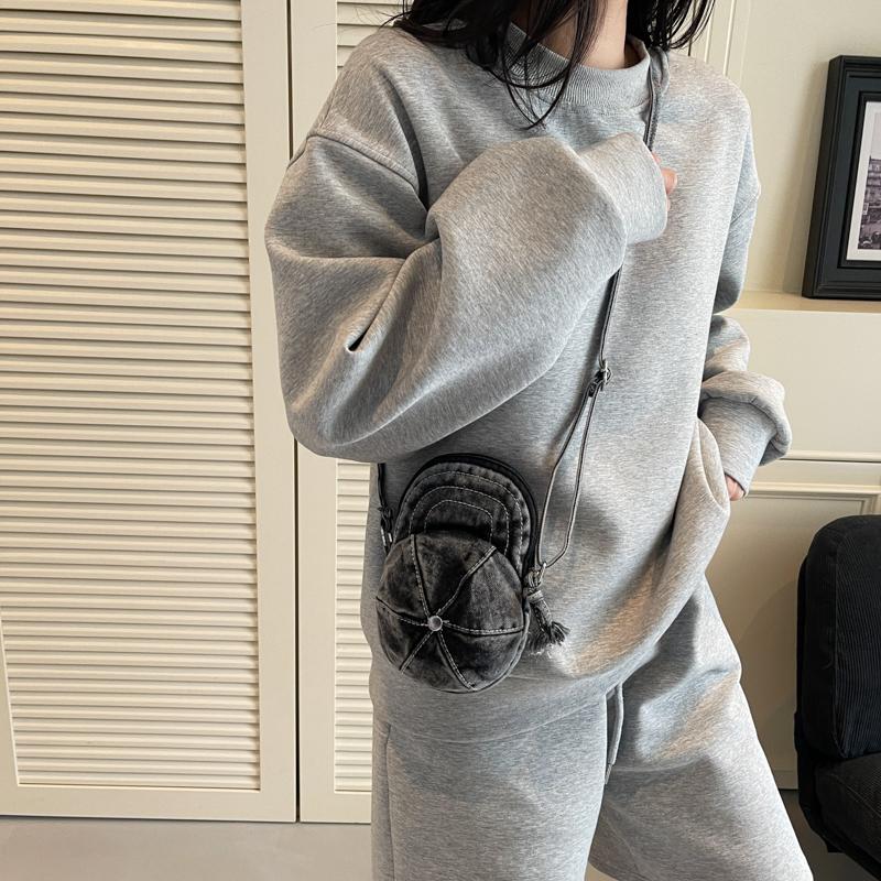 Small Mobile Phone Bag Hat Pattern Women's Shoulder Bag Mini Denim Crossbody Bag Coin Purse