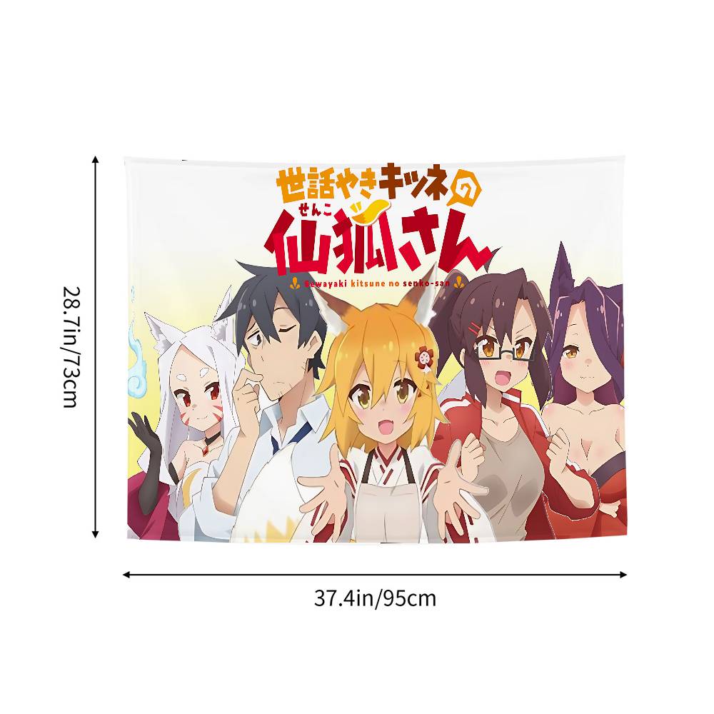 The Helpful Fox Senkosan Tapestry Wall Hanging Printed Polyester Tapestry INS Decoration Wall Decor