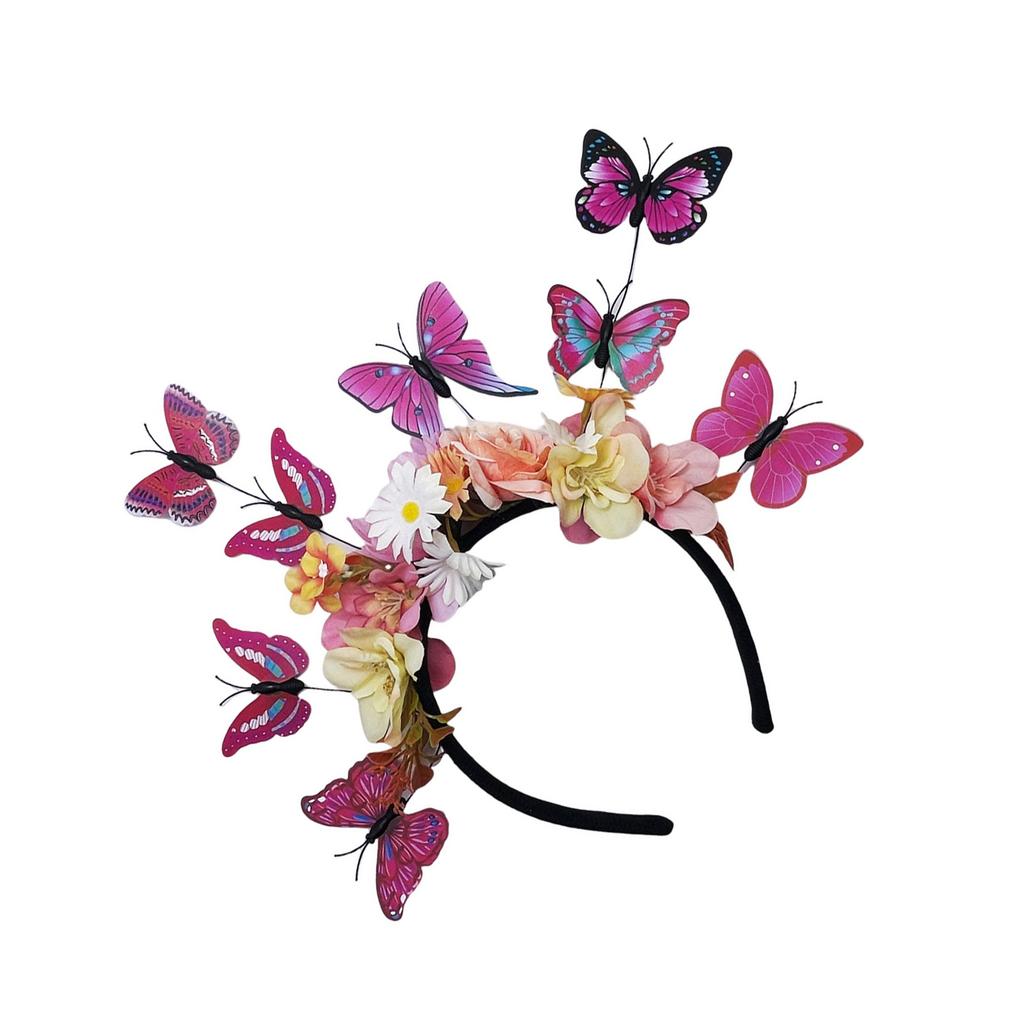 Handcraft Butterfly Flower Hairhoop Fascinator Headband For Adult Music Festival Costume Event Theme Parties Wear